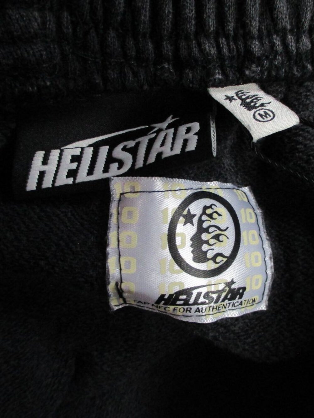 HELLSTAR Flame Shorts Mens Medium Gray White Sweat Drawstring Graphic Grunge NEW - Picture 7 of 8